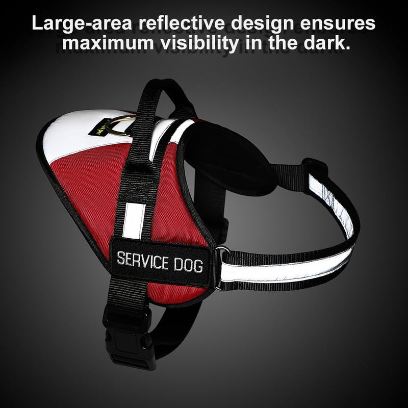 Plutus Pet Service Dog Vest, No Pull Dog Vest Harness with Easy Control Handle, Reflective Breathable Soft Padded and Adjustable, for Small Medium Large Dogs Red-Service Dog Vest XL - PawsPlanet Australia