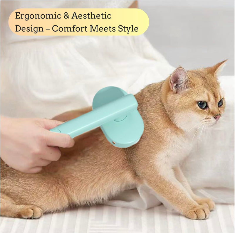 Self cleaning hair removal brush - a skin friendly beauty tool suitable for dogs, cats, and puppies, with a round head design that prevents scratches and is green in color - PawsPlanet Australia