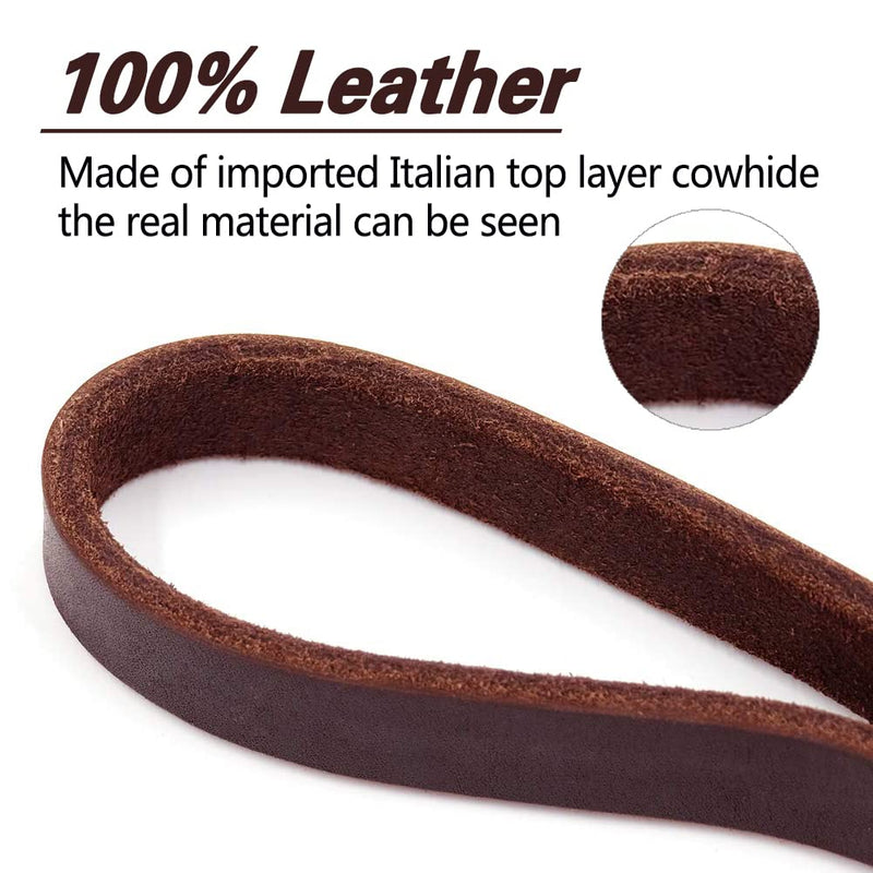 LWBMG Leather Dog Leash - 6ft x 1 inch, Heavy Duty, Braided, Comfortable for Large, Medium & Small Dogs 6 ft x 1 inch Brown - PawsPlanet Australia