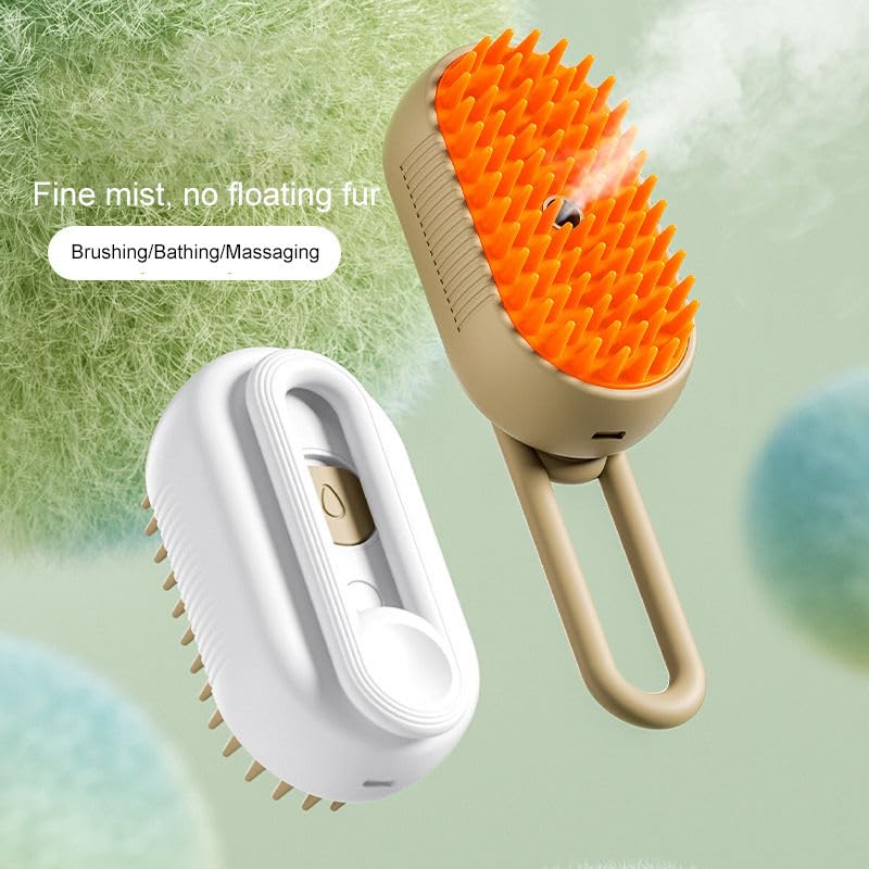 3-in-1 Cat Grooming Brush – Water Spray & Self-Cleaning Shedding Brush for Cats & Dogs – Pet Hair Removal & Massage Comb for Long & Short Hair (White) White - PawsPlanet Australia