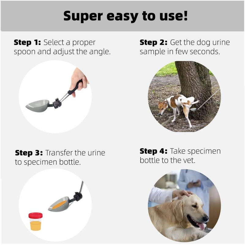 Dog Cat Urine Sample Collector- Telescopic Long Handled Dog Urine Dog Pee Sample Catcher Urine Stick for Small Large Female Dogs Extends to 42" (Gray_42) Gray_42 - PawsPlanet Australia