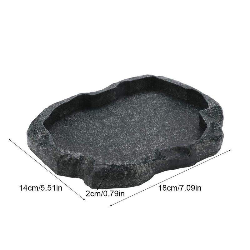 HEEPDD Reptile Bowl, Resin Rock Reptile Food and Water Feeder Pet Aquarium Ornament Terrarium Dish Plate for Tortoise Lizard Iguana(Dark Green M) Dark green M