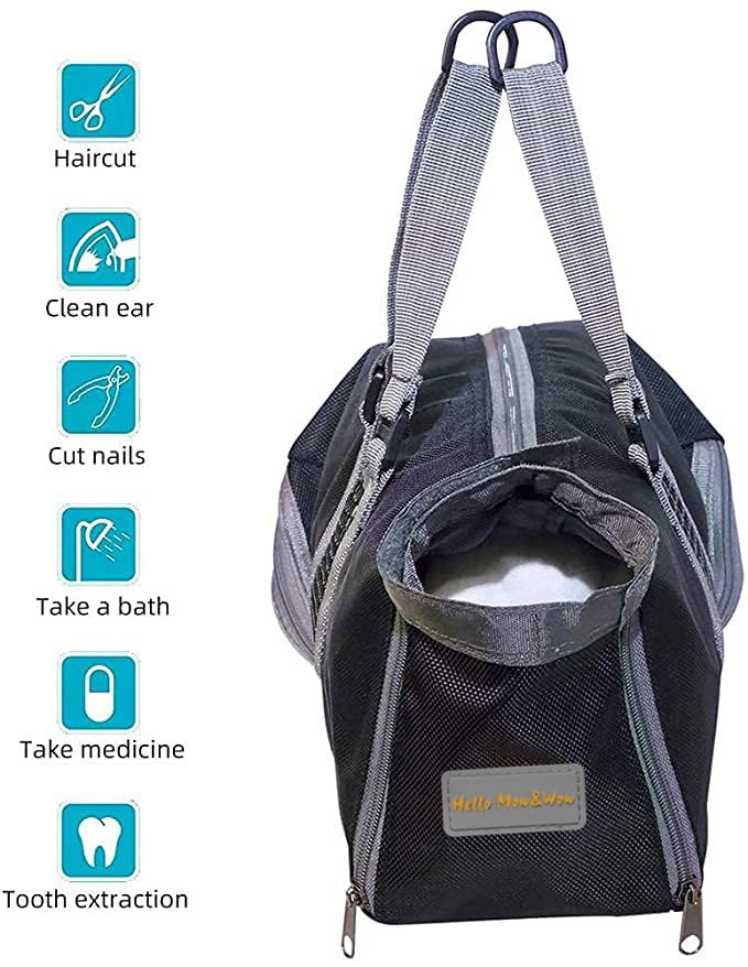 Cinf Cat Nail Clipping Cleaning Grooming Restraint Bag No Scratching Biting for Bathing Nail Trimming Injecting Examining(Black,L) - PawsPlanet Australia