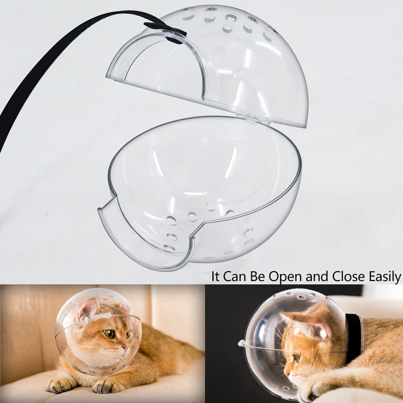 Cat Transparent Muzzle with Breathable Hood, Adjustable Kitten Astronaut Helmet Prevent from pet Biting Chewing Grooming Hoqqf, Ball Mask for Aggressive Cat(L) L - PawsPlanet Australia
