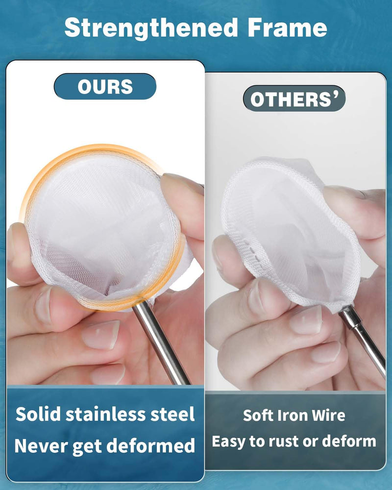 Pawfly Aquarium Shrimp Net Tiny Fish Tank Net with Extendable Stainless Steel Handle Soft Round Fine Net Mesh for Shrimp Baby Fish Food Residue Debris Skimming Net for Small Ponds 2 Inch - PawsPlanet Australia