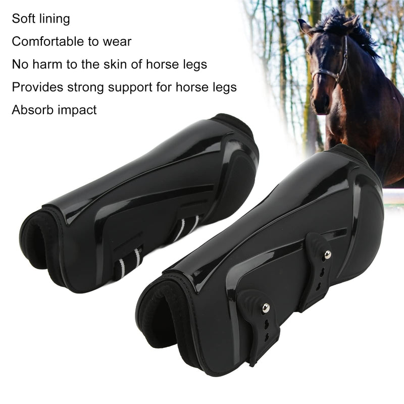 Horse Leg Boots, PU Shell Elastic Neoprene Horse Leg Guard, Black Front Legs, for Tendon and Blood Vessel Protection, 1 Pair X-Large