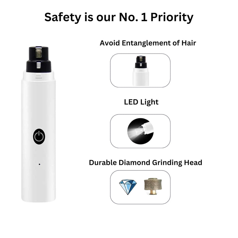 GajetNest Professional Pet Nail Grinder for Dogs and Cats, 2 Speeds LED Light USB Charging Low Vibration, Quiet, Cordless Ergonomic Long Lasting Battery, Safety Guard - PawsPlanet Australia