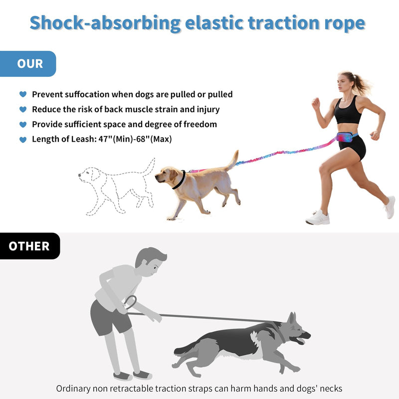 Hands Free Dog Leash for Medium Large Dogs,Hands Free Dog Leash with Zipper Pouch,Suitable for Running Jogging Walkin - PawsPlanet Australia