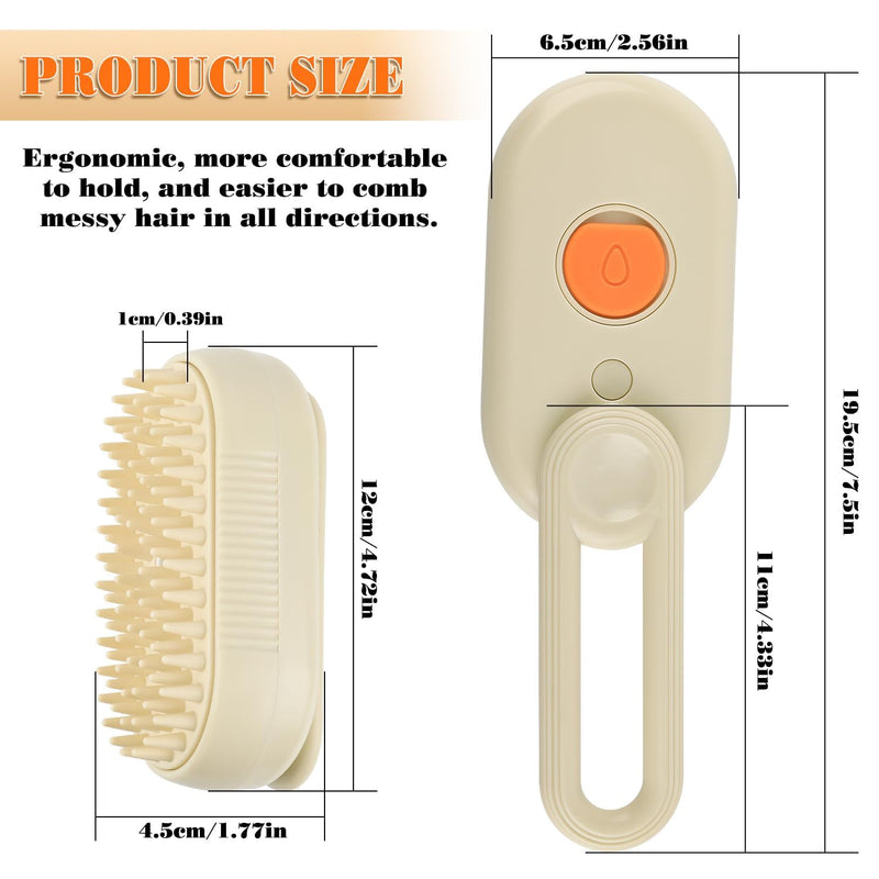 Cat Steam Brush for Shedding – Rechargeable Steam Pet Brush Flea, Anti-Static, Massage, Comb Cleaning All in One Pet Grooming Comb Hair Removal Tool for Cats and Dogs (2 PCS White Brown) - PawsPlanet Australia