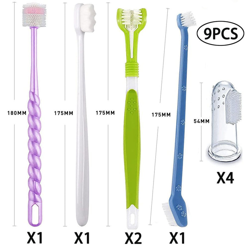 Dog Toothbrush Set, Triple Head Dog Toothbrushes, Double Head Toothbrush,Finger Rubber Toothbrushes,Multi-Angle Dental Cleaning Brushes for Dog Cat Oral Dental Health - PawsPlanet Australia