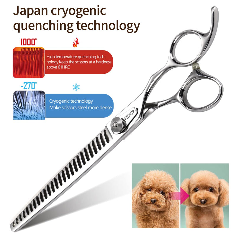 Professional Thinning Shears for Dogs with Micro Serrated Edge 8 inch Dog Grooming Scissors Long Chunkers Shears Japan 440C 70% Thinning Rate 26 Teeth(8in) 8.0 in - PawsPlanet Australia