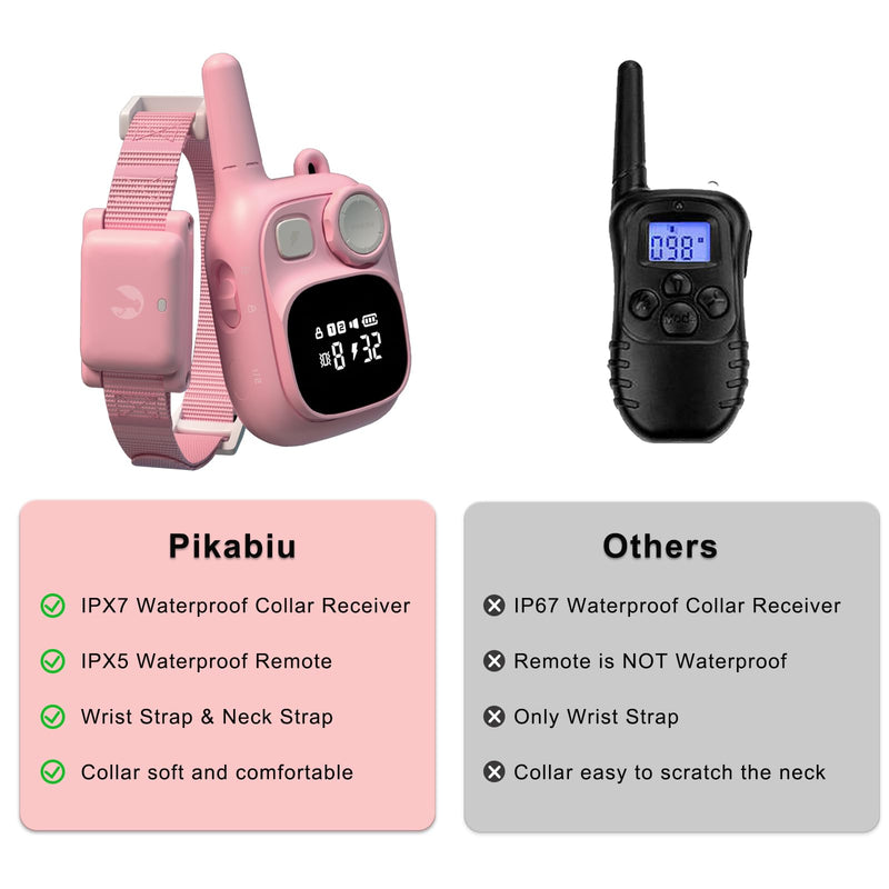 Dog Shock Collar with Remote Control 1800 FT, Adjustable Pink Electric Collar Rechargeable for 5–15lbs Small Dogs Puppy or 20-120 Pound Medium Large Dog, Safety Vibration Trainer 1 Pack - PawsPlanet Australia