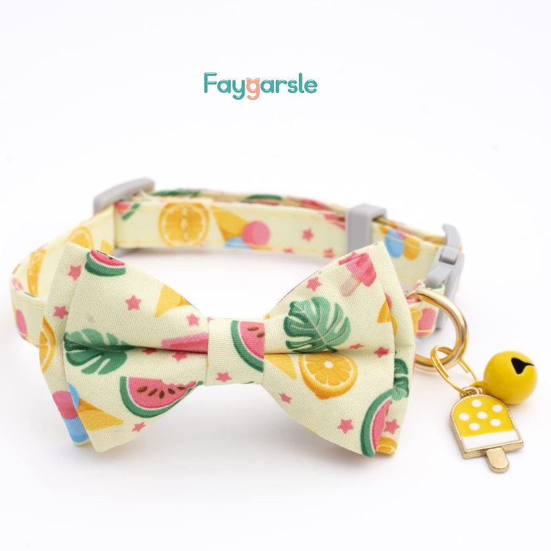 Faygarsle 2 Pack Cute Cat Collar with Bell Breakaway Bowtie Cat Collar for Male Female Cats Soft Fancy Blue Yellow Cat Collar with Ice Cream Sea Pattern Summer Cat Collar for Boy Girl Cats Beach&Sea - PawsPlanet Australia