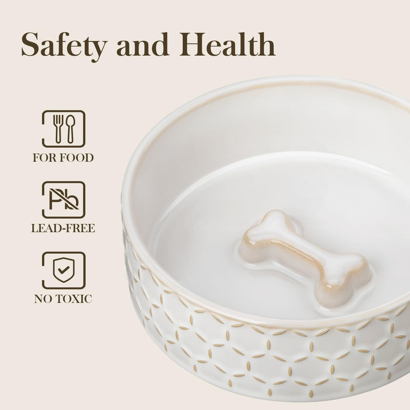 MALACASA Ceramic Dog Food Bowl, 1.5 Cups or 14oz Dog Food Water Dish for Small Breeds, Cats Pet Bowl Dishwasher & Microwave Safe, Honeycomb, Series Lydia - PawsPlanet Australia