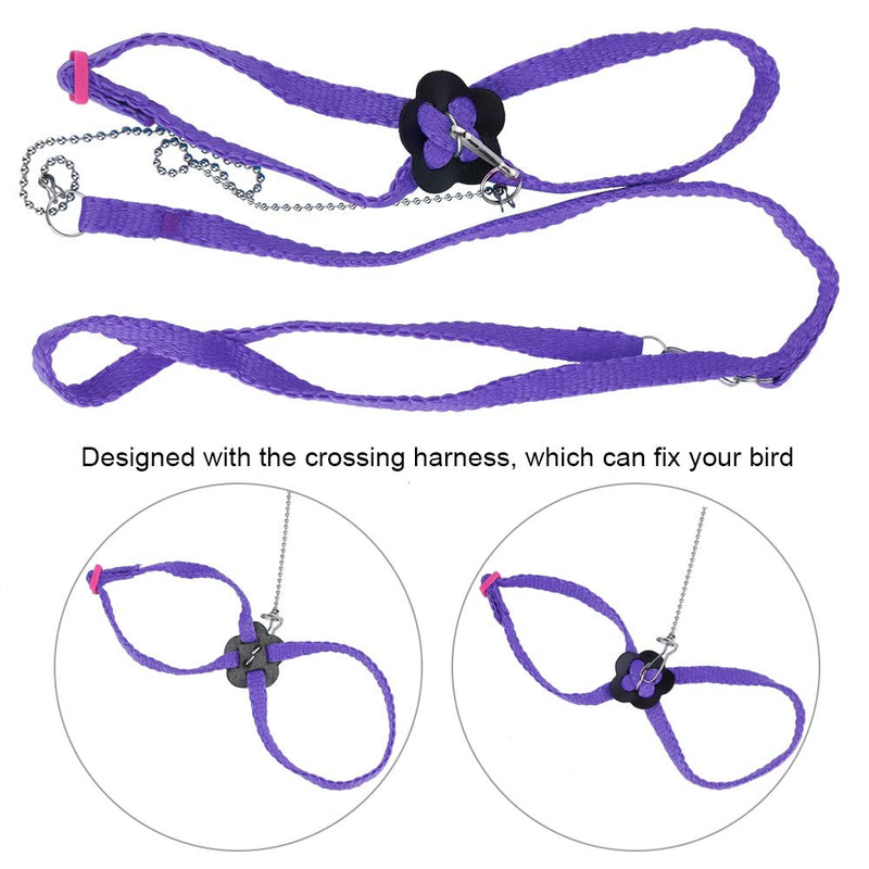 ViaGasaFamido Birds Harness, 1.2M Adjustable Small Birds Harness Leash Anti-bite Birds Belt Outdoor Flying Training Rope Purple