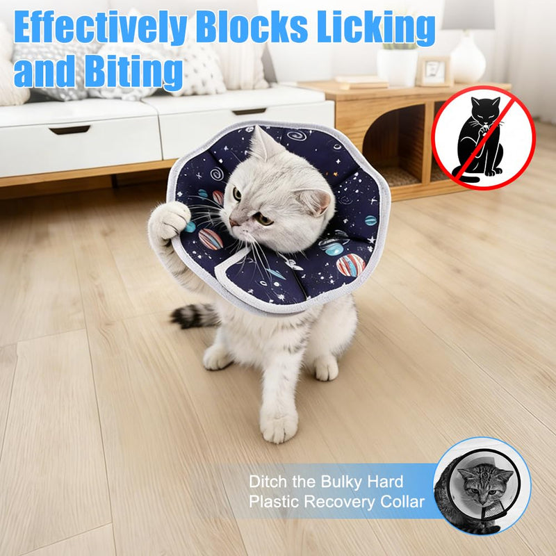 Cat Cone Collar Soft, Adjustable Cat Recovery Collar to Stop Licking Protective Cats Neck Cone After Surgery, Anti-Bite Lick Wound Healing Safety Cone for Small Animal Cats Kittens Puppies, S Blue