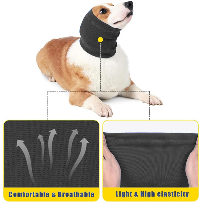 Dog Snood Ears Protector Soft Pet, dogs ear cover ear defenders for dogs Snood for Dog Neck and Ears Warmer Pet, dog ear protectors from grass seeds for Soothing Thunder Dogs Earmuffs, grey M