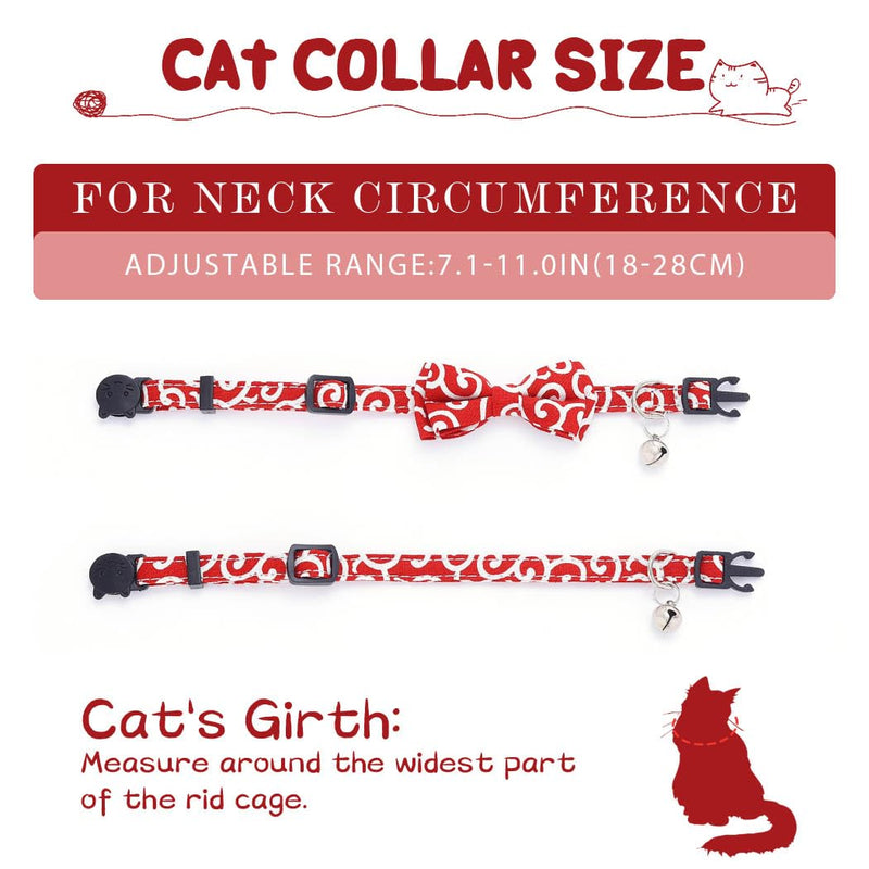 Campsis 2PCS Cat Collars with Bowtie Breakaway Cat Collar with Bell Adjustable Safety Kitten Collar with Removable Bow and Bell for Boy Cats Girl Cats - PawsPlanet Australia