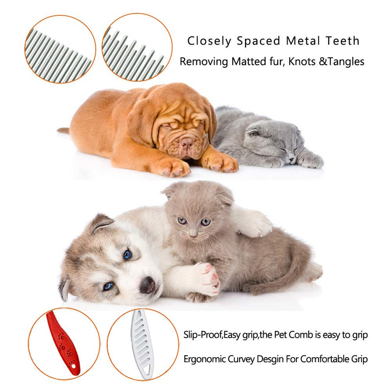 Pet Comb for Dogs & Cats,Small Dog & Cat Grooming Comb 3 Combs,Pet Long & Short Stainless Steel Teeth Shedding Comb for Removing Matted Fur, Knots & Tangle(3pack) - PawsPlanet Australia