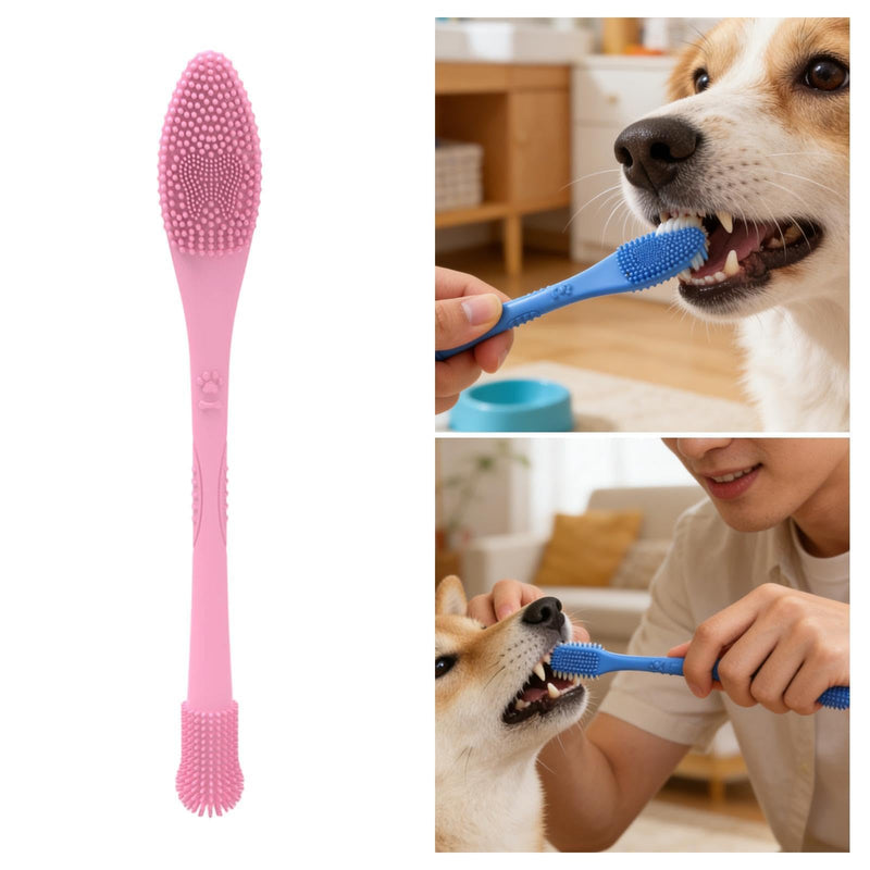 Sharplace Pet Toothbrush, Cat Grooming, Easy to Handle, Flexible, Easy-to-Use Dental Care Toothbrush for Dogs, Cats and Cats, Pink