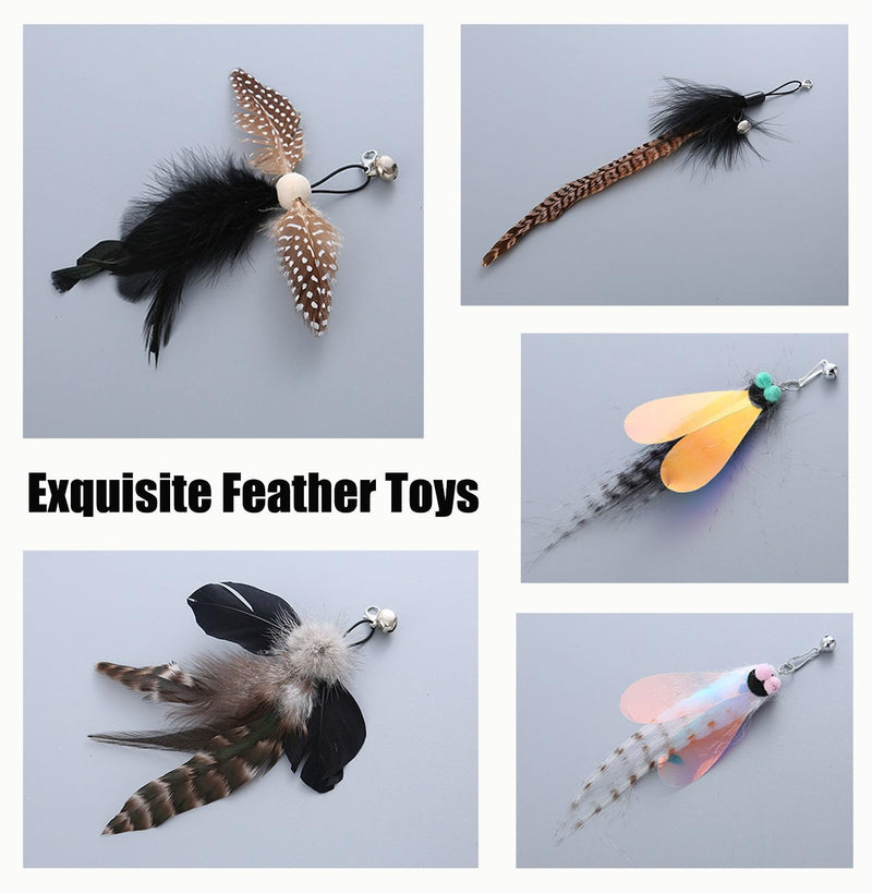 Cat Feather Toys, Indoor Cat Interactive Toys, 2 PCS Flexible Wire and 5 PCS Cat Feather Toys, for Bored Indoor Cats, Indoor Cat Chase Toys - PawsPlanet Australia