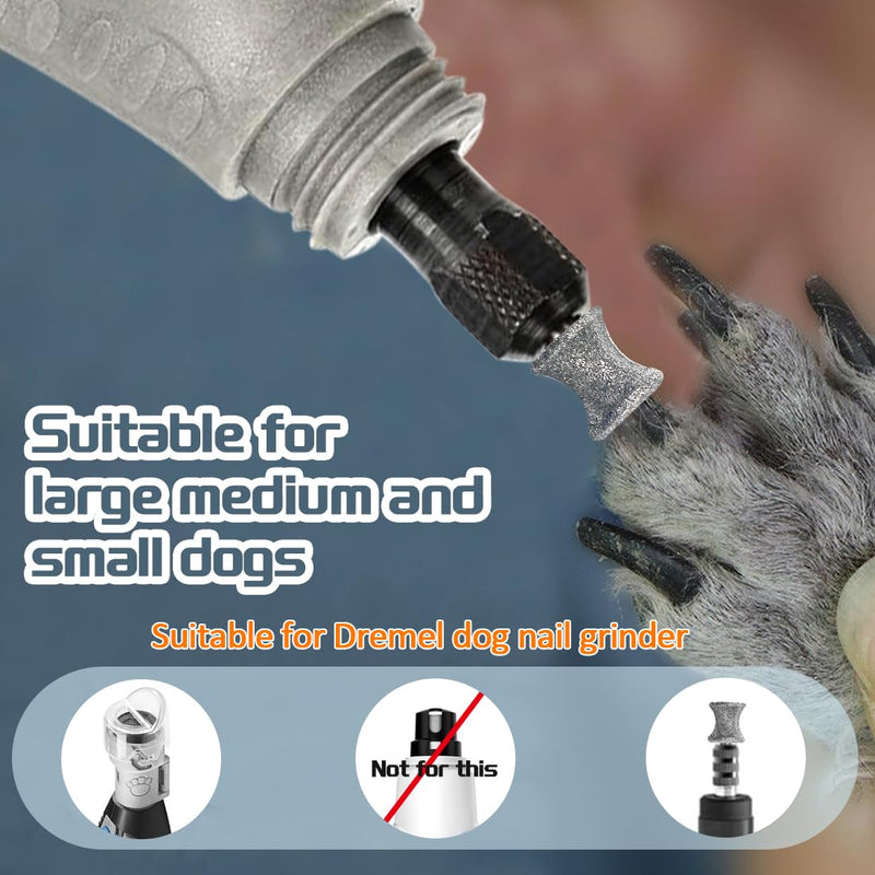 Diamond Rotary Nail Grinder Bits for Dog, 2PCS Diamond Dog Nail Grinder Head for Dremel,1/8" Replacement Grinder Wheel Pets Nail Grooming Tools for Medium Large Dogs Silver - PawsPlanet Australia