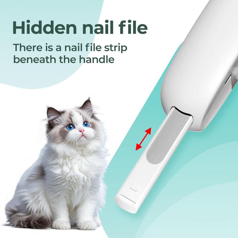Cat Nail Clippers with a Removable Debris Collector, Adjustable Size, Built-in Hidden Nail File, Round Hole Blade, Safe Home pet Grooming Tool - PawsPlanet Australia