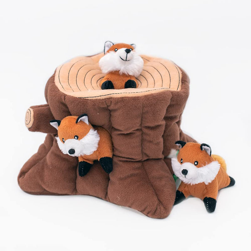 ZippyPaws Woodland Friends Burrow Interactive Dog Toys - Hide and Seek Dog Toys and Puppy Toys, Colorful Squeaky Dog Toys, and Plush Dog Puzzles, Fox Stump - PawsPlanet Australia