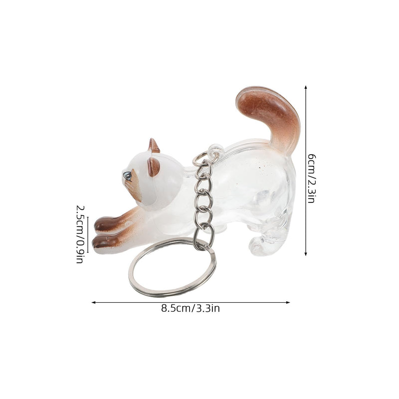 2 Pieces Transparent Cat Hair Container Organizer Made of Plastic and Alloy with Cat Shape Portable Keepsake Box Keyring for Everyday Use and Special Occasions