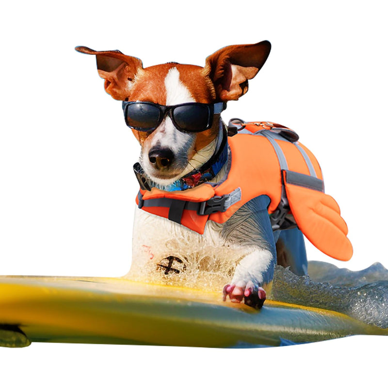 Dog Life Jacket for Small Medium Large Dogs Boating, Swimming Vest for Dogs High Flotation with Reflective Stripes,Removable Float,Adjustable Dog Life Vest,S Orange