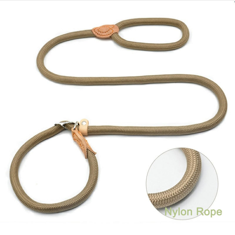 Slip Lead Dog Leash,Comfortable NBR Handle,Nylon Rope Lead for Control Safety Training,Preventing Dogs from Suddenly Rushing,Leashes for All Dogs (Basic Style?Beige-5ft*3/8inch) - PawsPlanet Australia