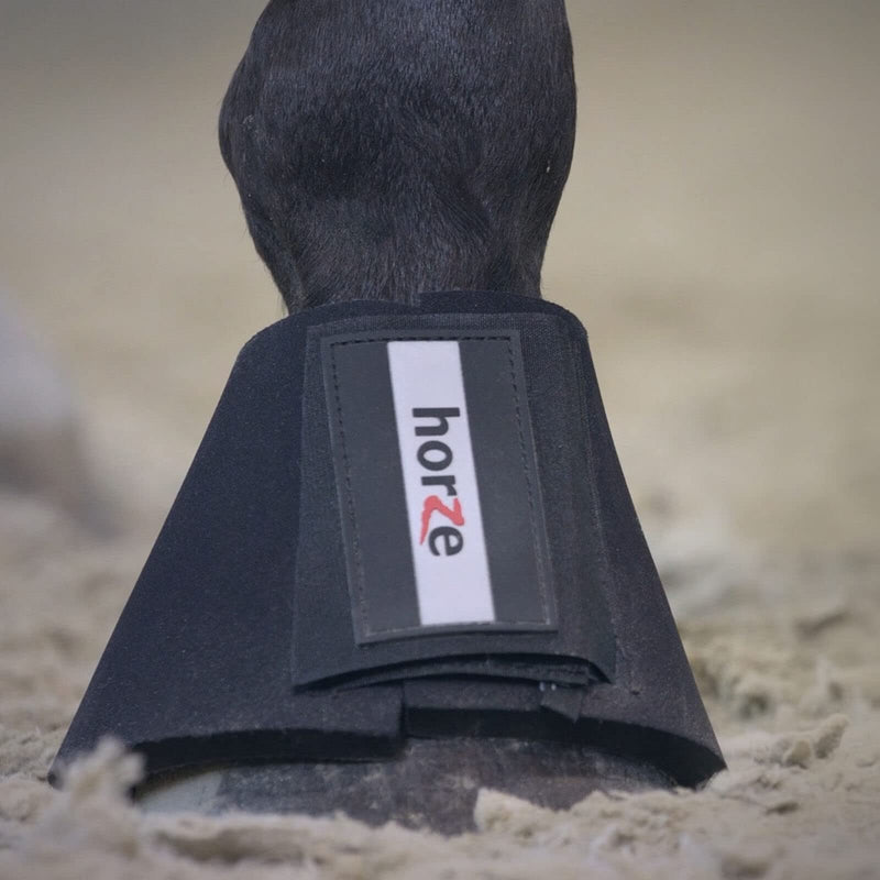 HORZE Pro Overreach Bell Boots for Horses | Neoprene Pair Black Large - PawsPlanet Australia