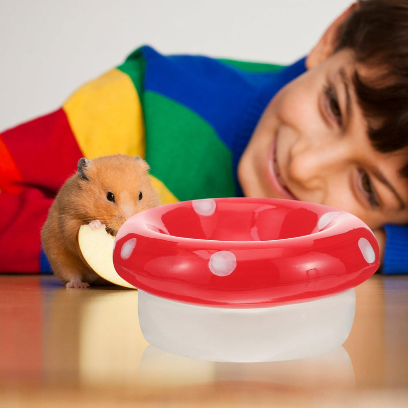 POPETPOP Hamster Mushroom Bowl - Ceramic Hamster Food Bowl Gerbil Water Feeding Dish Small Animal Bowl Container for Guinea Pigs Gerbil Mouse Rat Chinchilla