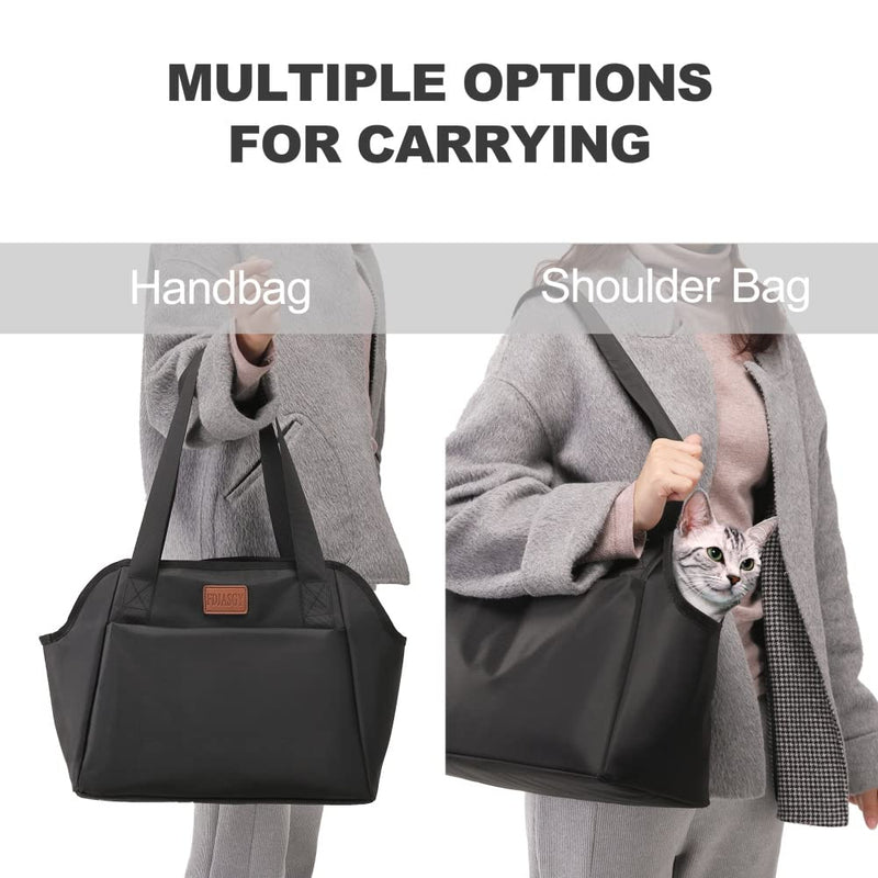 FDJASGY Dog Purse Carrier with Pocket and Safety Tether,Soft-Sided Small Dog Carrier for Small Medium Pet Outdoor Shopping Tote Bag Black