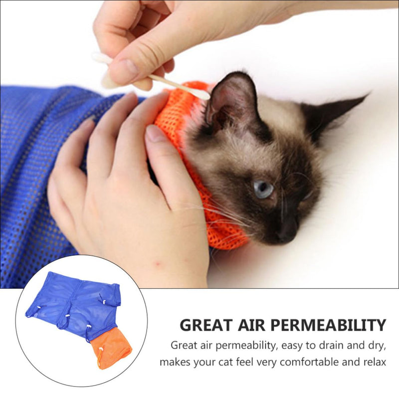 LALAFINA Breathable Medication Administration Cat Wash Shower Bag made of Polyester as a Cat Restraint Bag with Adjustable Tightness and Drawstring for Bathing