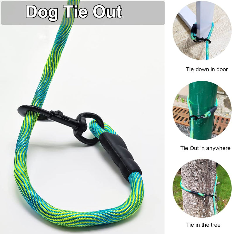 BTINESFUL 8ft/12ft/20ft/30ft/50ft Tie-Out Check Cord Long Rope Dog Leash, Recall Training Lead Leash- Great for Large Medium Small Dogs Training, Playing, Camping, or Backyard 20ft Green - PawsPlanet Australia