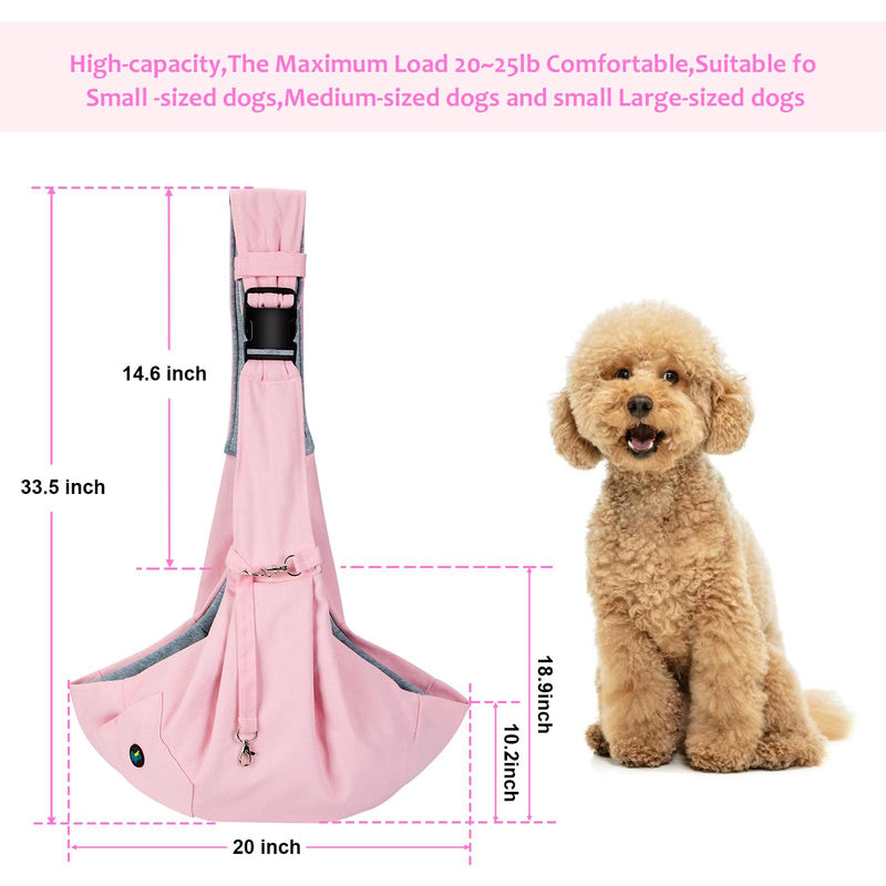 OWNPETS Pink Pet Sling Carrier, Pet Sling Carrier Bag Safe,Fit 10~15lb Cats&Dogs, Comfortable, Adjustable, Perfect for Daily Walk, Outdoor Activity and Weekend Adventure - PawsPlanet Australia
