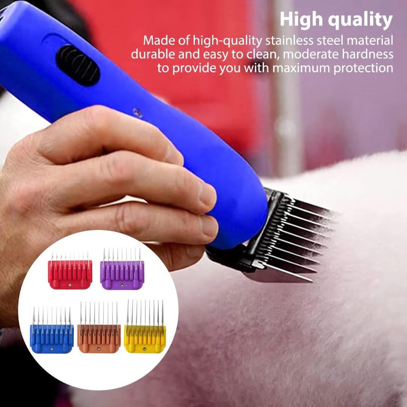 5 Pcs Stainless Steel Pet Clipper Guide Comb Kit for Andis Oster A5 Wahl KM10 Series Clipper Detachable Blade
