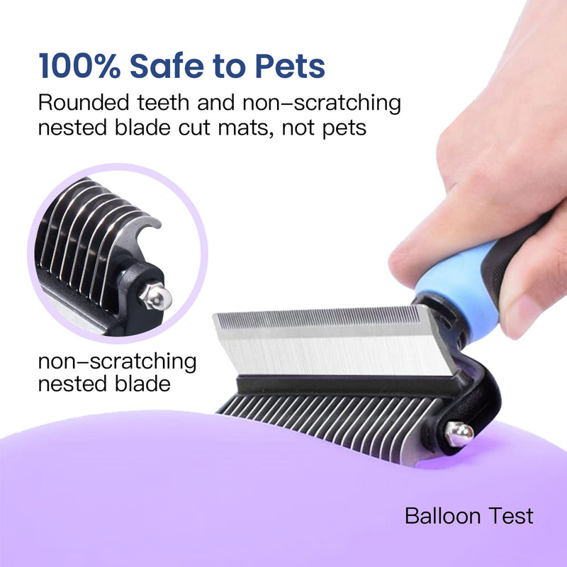 Potaroma Versatile Pet Grooming Brush, Double Sided Shedding and Dematting Undercoat Rake, Reduces Shedding by up to 95% Professional Deshedding Comb Tool for Dogs and Cats (Medium) Medium - PawsPlanet Australia