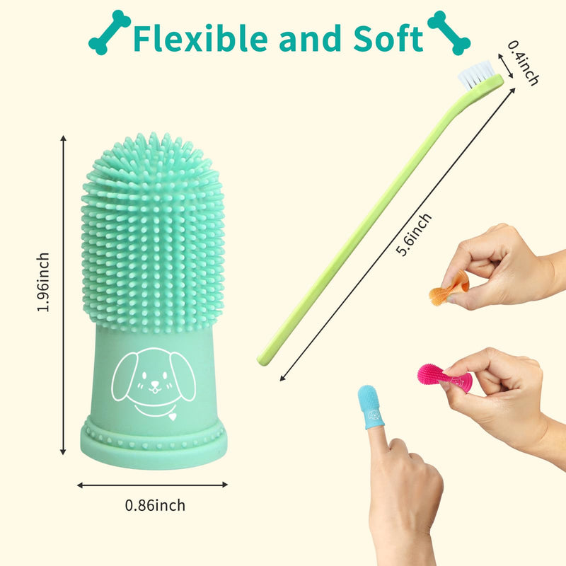 Dog Finger Toothbrush for Pet: Puppy Teeth Brushing Kit - Doggie Dental Cleaning Fingertip Fingerbrush Winter Sunset-5pcs - PawsPlanet Australia