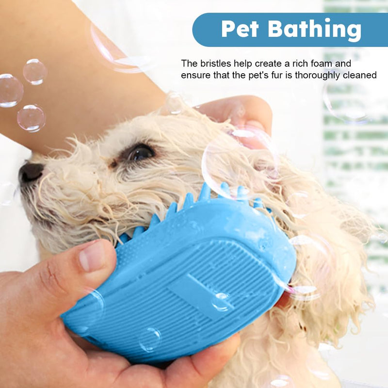 Dog Bath Brush, Pet Silicone Shampoo Brush, Rubber Shower Wash Curry Brush, Soft Shedding Bathing Brush Removes Loose & Shed Fur, for Short Long Haired Dogs Cats Massage Comb - PawsPlanet Australia