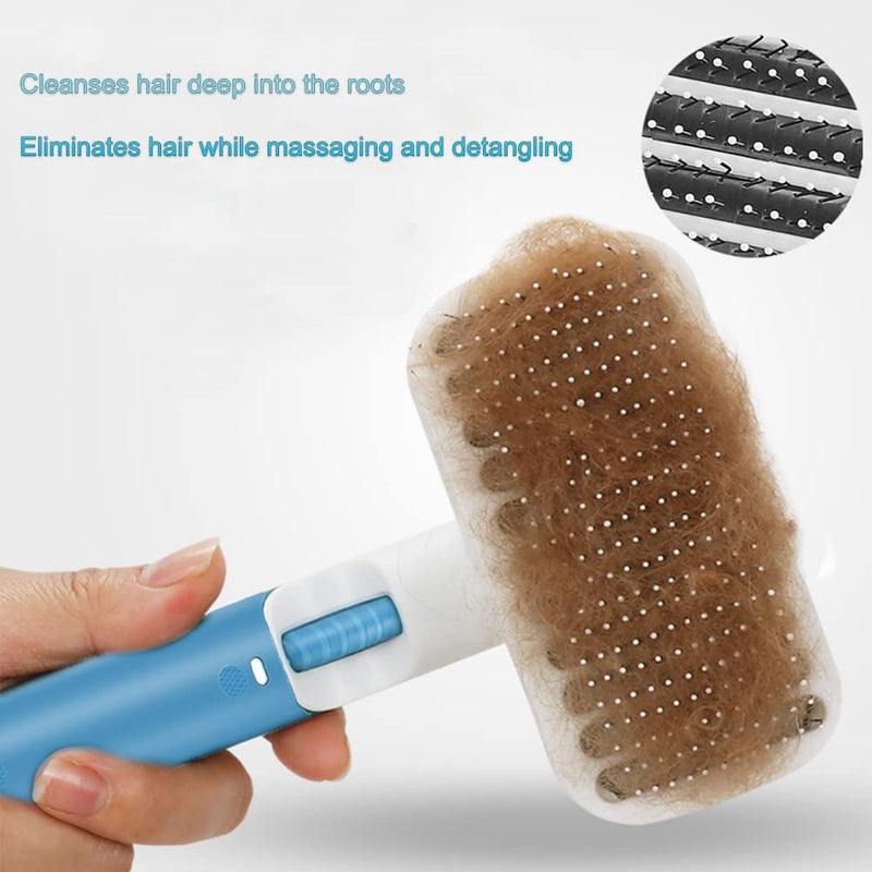 Pet Grooming Brushes Self-Cleaning Slicker Brush and Massage Brush for Dogs and Cats Long or Short Hair Removes Loose Undercoat Soft Combs Pet Supplies (Round Comb, BLUE) Round Comb, BLUE