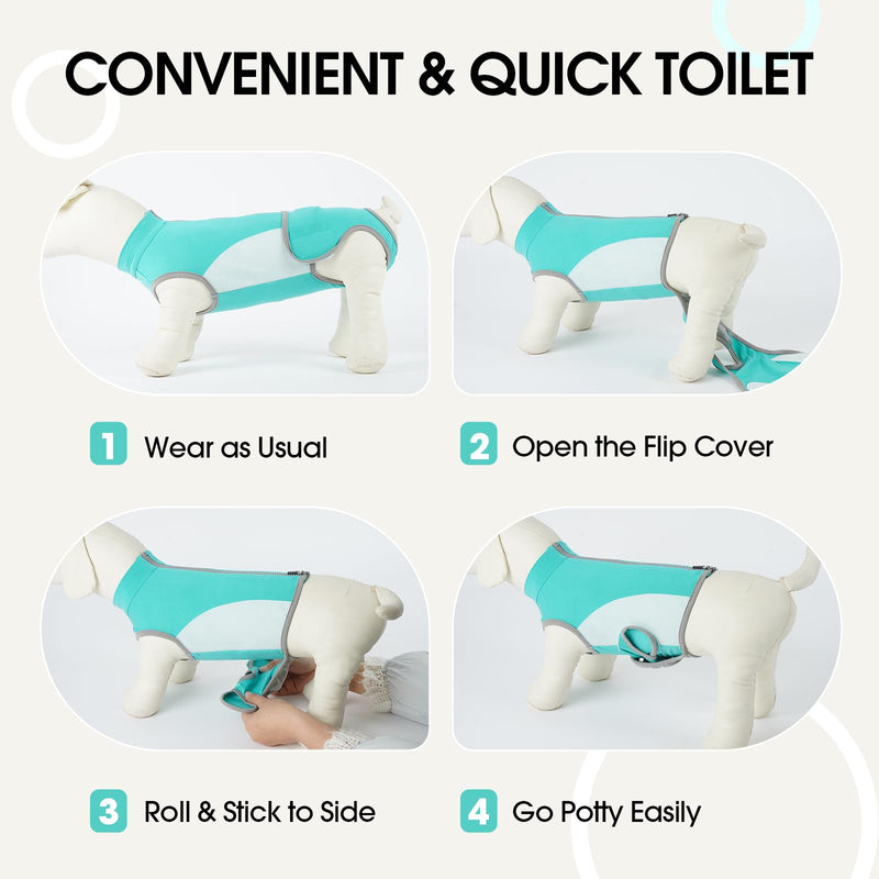 Dog Surgery Recovery Suit, Soft Breathable Dog Recovery Suit Female & Male, Dog Onesie After Surgery, Anti Licking Surgical Suit for French Bulldog Beagle Shiba Inu Green M
