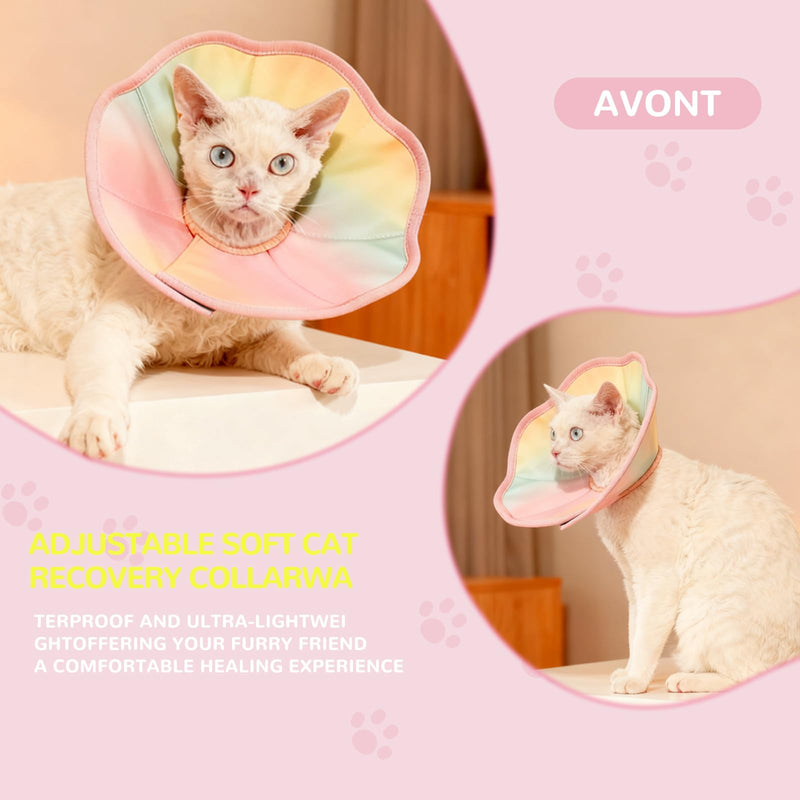 Adjustable Soft Cat Cone Collar - Waterproof Recovery Collar for Cats After Surgery, Lightweight Elizabethan Collar for Kittens, Small to Large Pink Gradient Color M(Neck: 22-26CM)