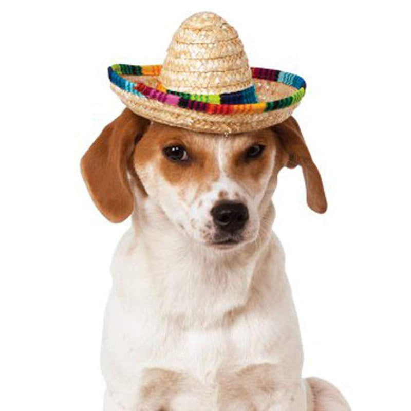 Dog & Cat Straw Sombrero Hat, Mini Mexican Hats, One Size Fits All, Lightweight, Multi-Use Pet Apparel