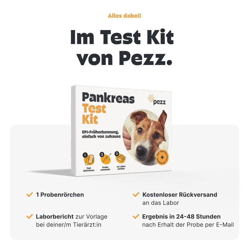PEZZ Dog Pancreatic Test | Check the Function of the Pancreas at Home | Measures Pancreatic Elastase 1 for Detection of EPI | Result as Laboratory Results in 24 Hours | Includes Free Laboratory