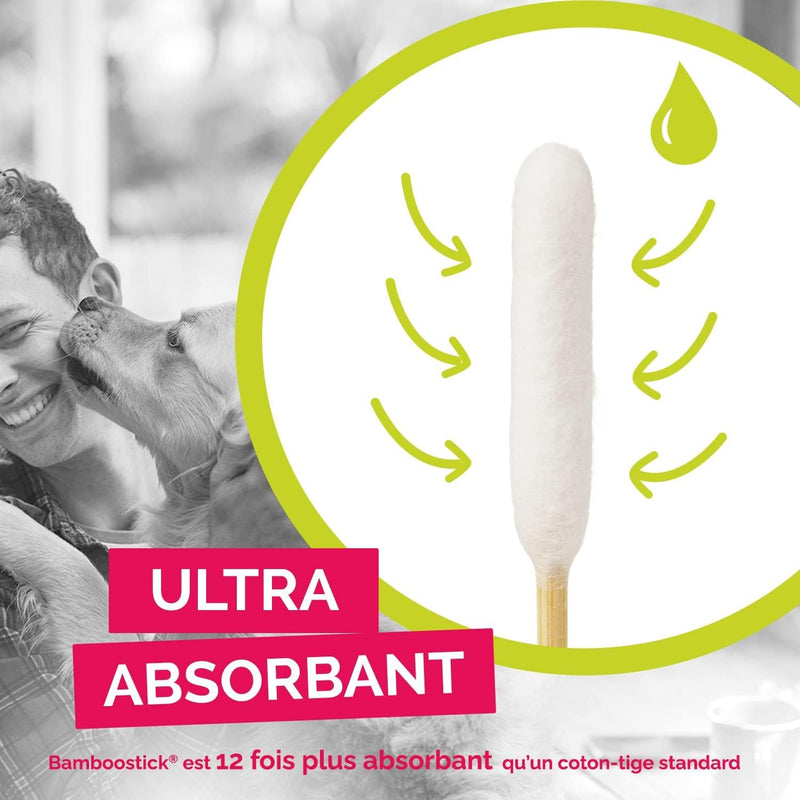 Bamboo Cotton Buds for Small Dogs and Cats (50 S/M Buds) - Safe and Easy Ear Wax Removal - Designed by French Vet 1