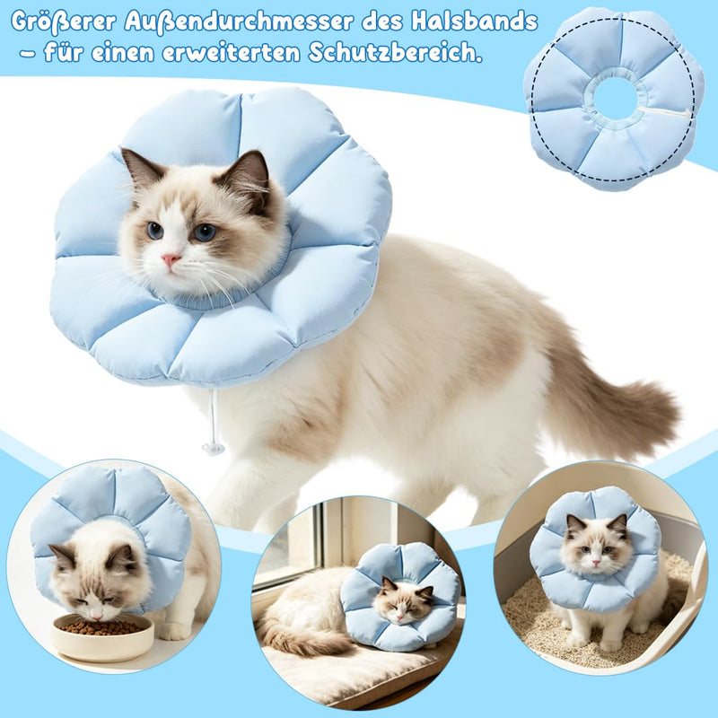 Cat Collar Size M, Large Diameter Cat Collar, Adjustable Lick Protection Cat, Soft Collar for Cats Small Dogs After Surgery, Elizabethan Collar, Blue Blue Ball Orange-2
