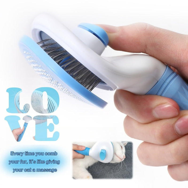 Cat Brush Self Cleaning, Ergonomic Handle,Slicker Cat Brush with Release Button,Tool Suitable for Cats And Dogs Pet Hair Cleaner, Easy to Remove Loose Undercoat ﻿ ﻿ - PawsPlanet Australia