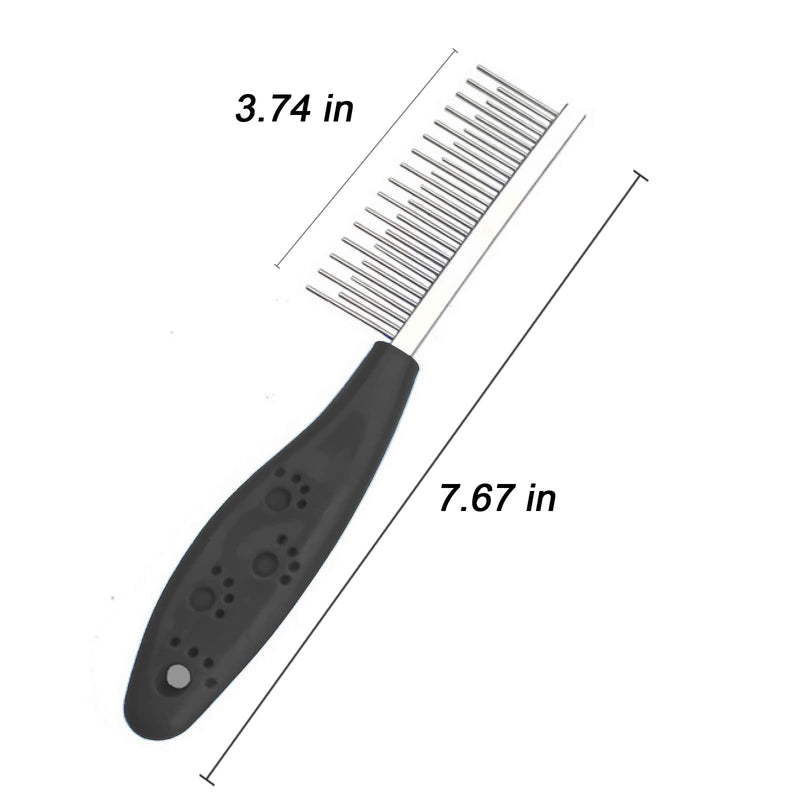 Dog or Cat Comb Grooming with Short and Long Teeth Dematting Knots Tangles Remover Combs Detangler Tool Suitable for Dogs Cats Poodle HorseStainless Steel Pin (Black) Black - PawsPlanet Australia